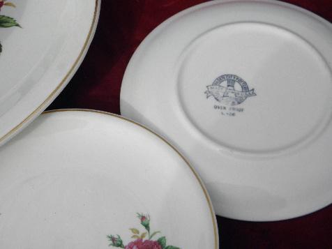 photo of old moss rose pattern china fruit platter & plates, vintage USA - Paden City pottery #2