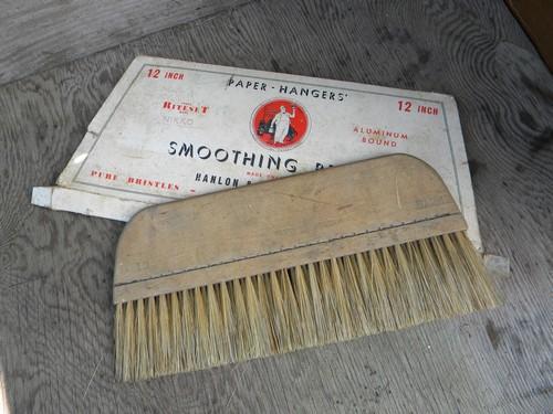 photo of old natural bristle brush w/Hanlon and Goodman advertising graphics #2