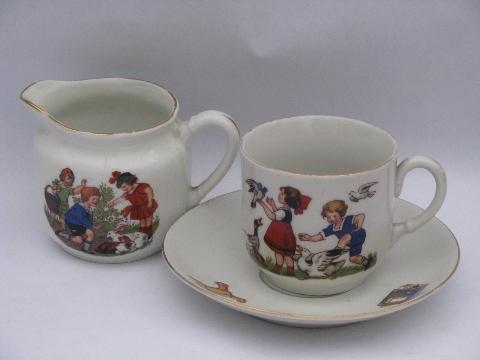 photo of old nursery china cup & saucer etc. antique Germany child's dishes #1