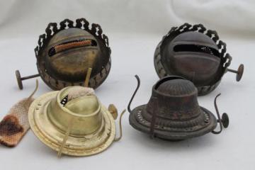 catalog photo of old oil / kerosene lamp parts, burner lamp wick assemblies, vintage oil lamp burners