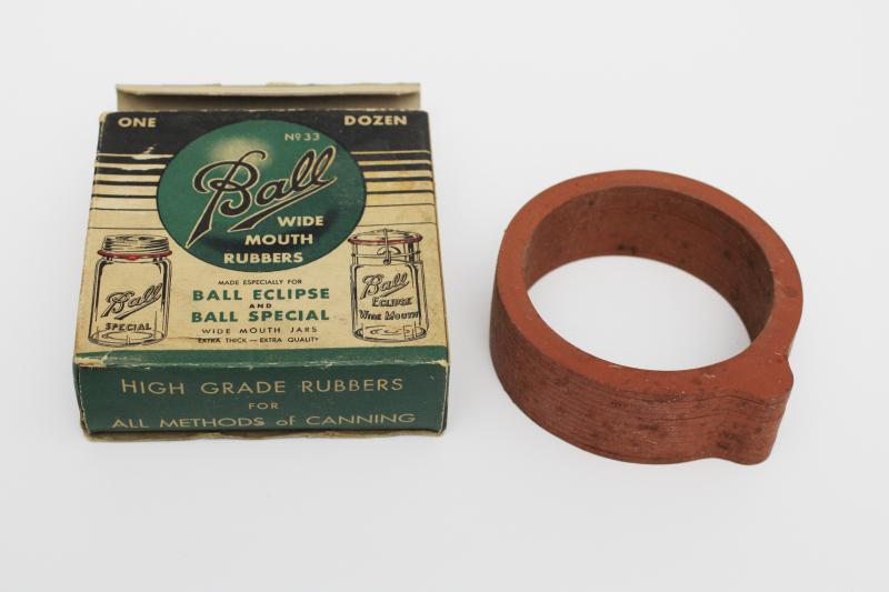 photo of old original box rubber seals for Ball jars, wide mouth Eclipse canning jar rings #1