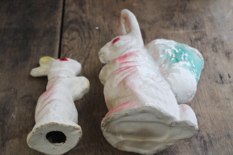 photo of old papier mache Easter bunnies, paper candy containers, little bunny & rabbit w/ basket #5