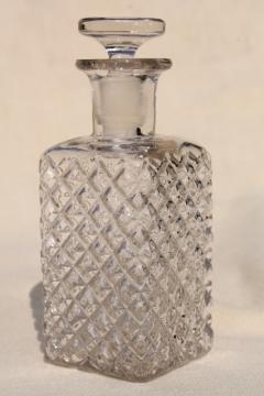catalog photo of old perfume bottle w/ ground glass stopper, vintage eau de cologne scent bottle for vanity table