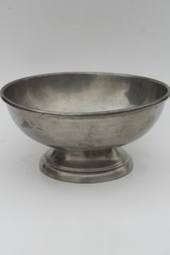 catalog photo of old pewter metal, traditional colonial fruit dish centerpiece bowl, vintage Standish mark