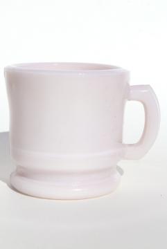 catalog photo of old pink milk glass cup, Victorian vintage antique shaving mug?