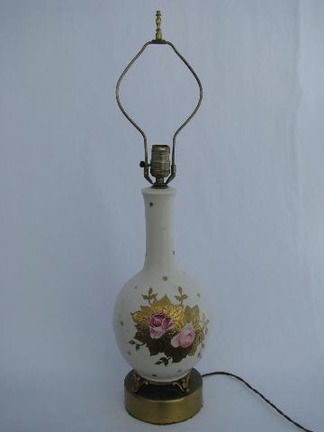 photo of old pink roses china lamp #1