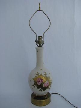 catalog photo of old pink roses china lamp