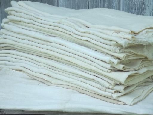 photo of old plain  cotton feedsacks, vintage flour sacks for kitchen towels or fabric #1