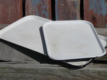 catalog photo of old porcelain enamel trays from farm dairy / kitchen vintage graniteware