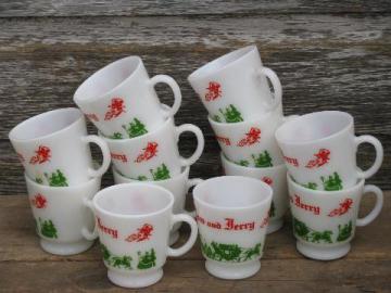 catalog photo of old red & green Christmas Tom & Jerry punch cups, vintage Hazel Atlas glass