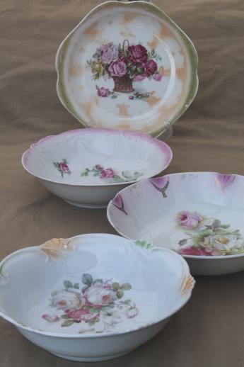 photo of old rose pattern vintage china serving bowls, roses floral antique china #1