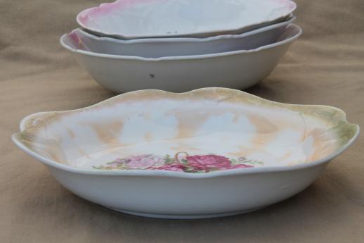 photo of old rose pattern vintage china serving bowls, roses floral antique china #3