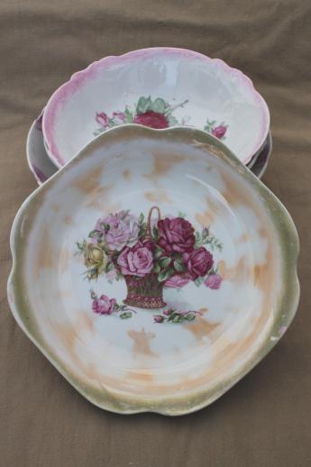 photo of old rose pattern vintage china serving bowls, roses floral antique china #4