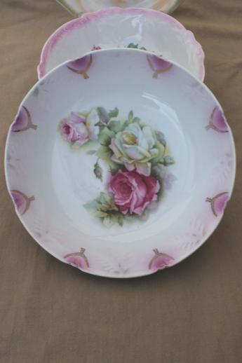 photo of old rose pattern vintage china serving bowls, roses floral antique china #13