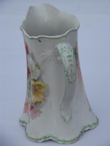 photo of old roses floral china pitcher w/ shabby vintage cottage garden flowers #2