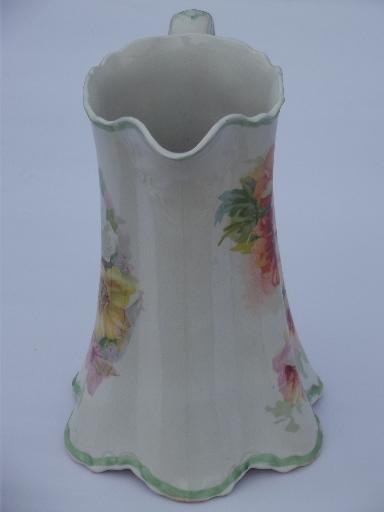 photo of old roses floral china pitcher w/ shabby vintage cottage garden flowers #4