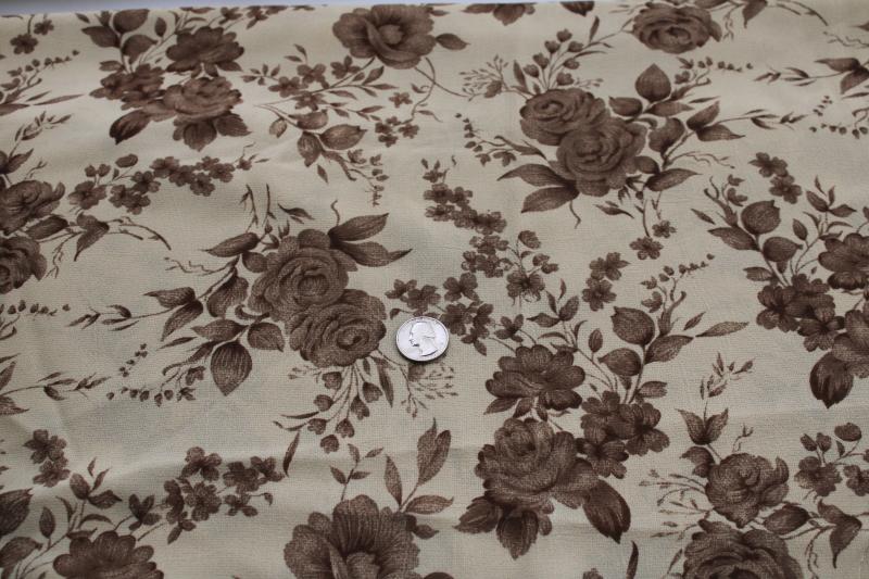 photo of old roses floral sepia brown print poly georgette flowy crepe texture fabric #4