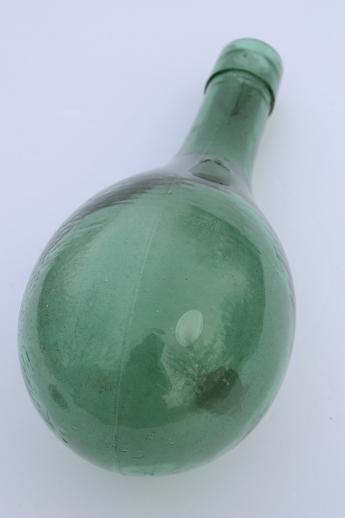 photo of old round bottom bottle, vintage green glass wine bottle or water bottle? #3