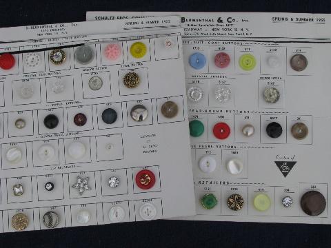 photo of old saleman's sample sewing notions, vintage buttons on cards, 1950s #1