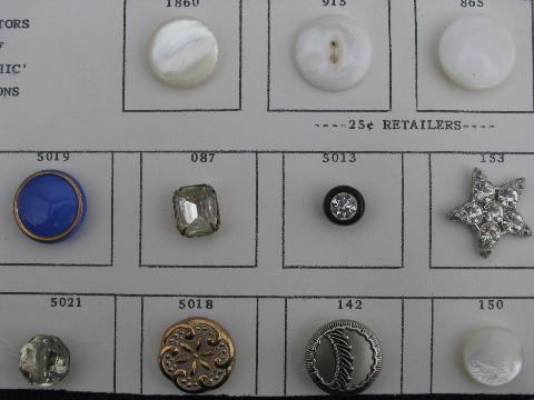 photo of old saleman's sample sewing notions, vintage buttons on cards, 1950s #4