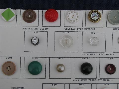 photo of old saleman's sample sewing notions, vintage buttons on cards, 1950s #6