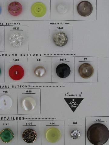 photo of old saleman's sample sewing notions, vintage buttons on cards, 1950s #10