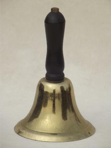 photo of old school bell, vintage hand bell for schoolhouse teacher's desk bell #1