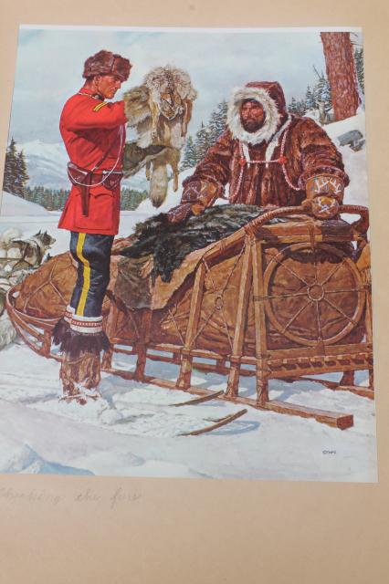 photo of old scrapbook of vintage art illustrations pictures, Mounties RCMP Royal Canadian Mounted Police #11