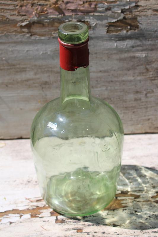 photo of old sea green glass bottle from French cognac, embossed France vintage bottle #5