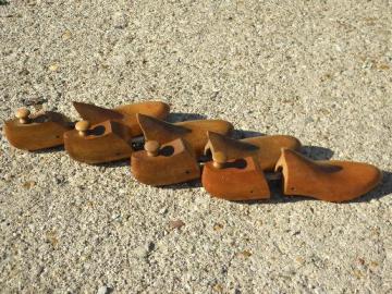 catalog photo of old shoe last form wooden feet, lot vintage wood shoe tree stretchers