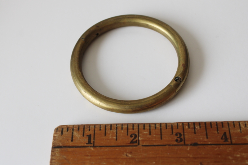 photo of old solid brass bull nose ring, large heavy hardware vintage western style  #1