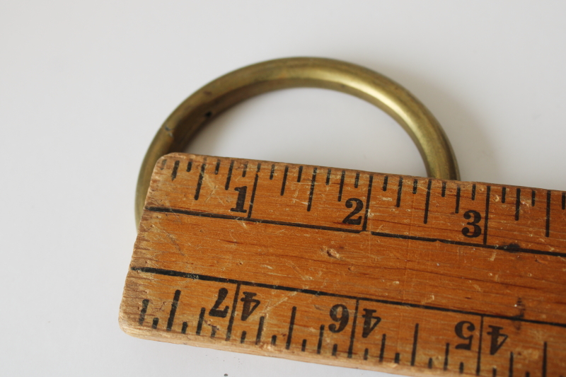 photo of old solid brass bull nose ring, large heavy hardware vintage western style #2