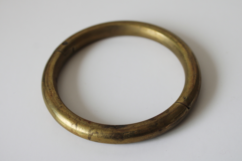 photo of old solid brass bull nose ring, large heavy hardware vintage western style #3