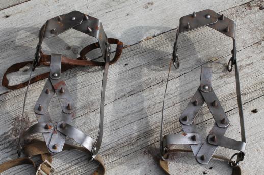 photo of old steel  crampons, vintage Fit-U adjustable strap on ice cleats mountain climbing #2