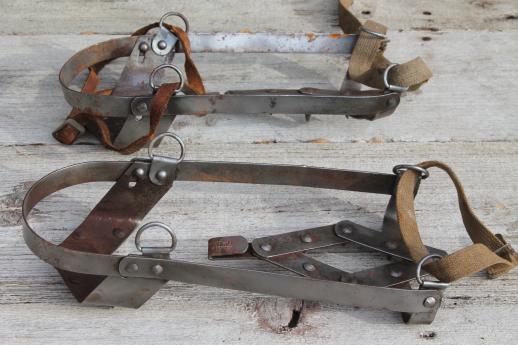 photo of old steel  crampons, vintage Fit-U adjustable strap on ice cleats mountain climbing #4