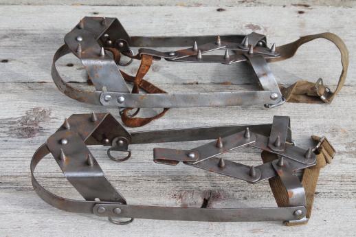 photo of old steel  crampons, vintage Fit-U adjustable strap on ice cleats mountain climbing #5