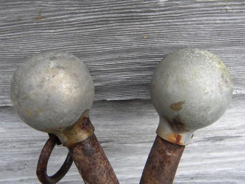 photo of old steel horse harness collar hames brass ball knobs farm primitive #2