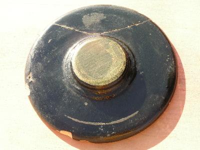 photo of old stoneware pottery cookie crock with flowers #3