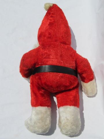 photo of old stuffed toy Santa Claus doll w/ rubber face & plush, vintage Christmas #4