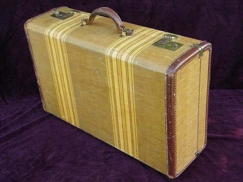 photo of old suitcase or luggage w/leather handle 1920s/1930s vintage #2