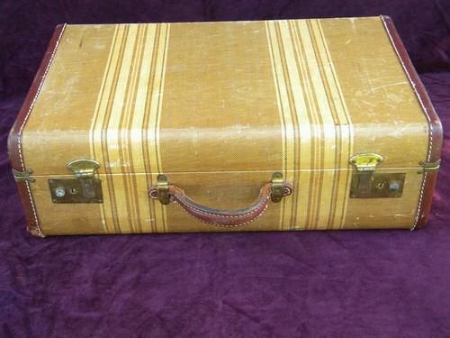 photo of old suitcase or luggage w/leather handle 1920s/1930s vintage #3