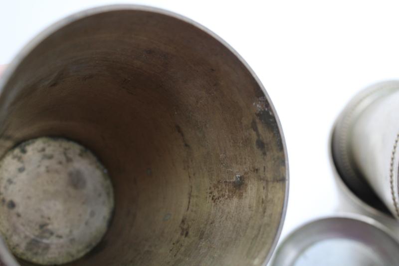 photo of old tarnished brass drinking cups w/ antique silvered wash, shabby french style vases #7