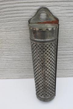 old tin nutmeg grater, vintage W Germany mark primitive tole kitchenware