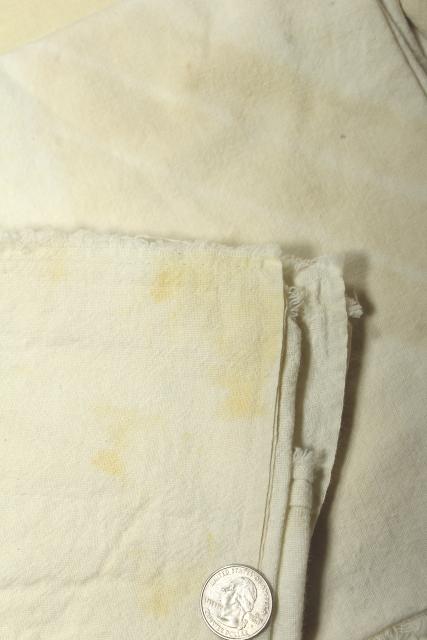 photo of old unbleached cotton fabric feed sacks lot, assorted vintage flour sacks grain bags #4