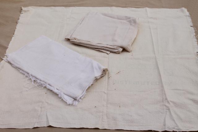 photo of old unbleached cotton feedsack fabric, primitive grubby feed sacks mixed lot vintage grain bags #10