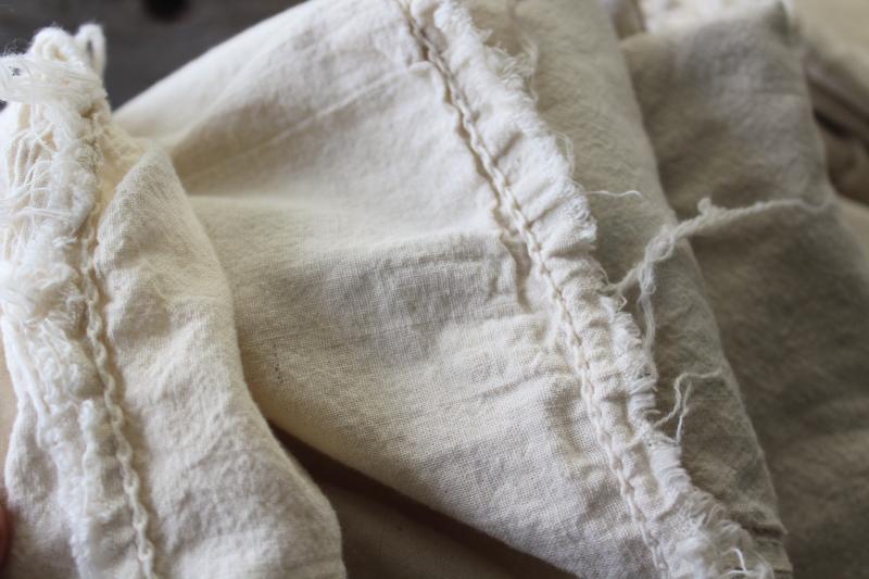 photo of old unbleached natural cotton grain bags, feed sack fabric rustic farmhouse vintage #2