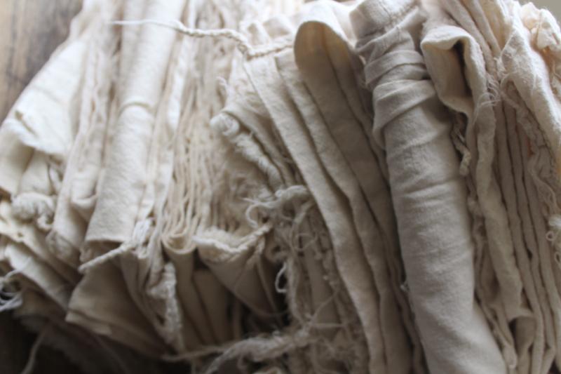 photo of old unbleached natural cotton grain bags, feed sack fabric rustic farmhouse vintage #7