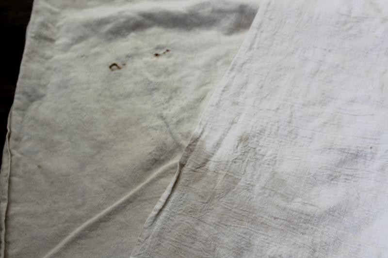 photo of old unbleached natural cotton grain bags, feed sack fabric rustic farmhouse vintage #10