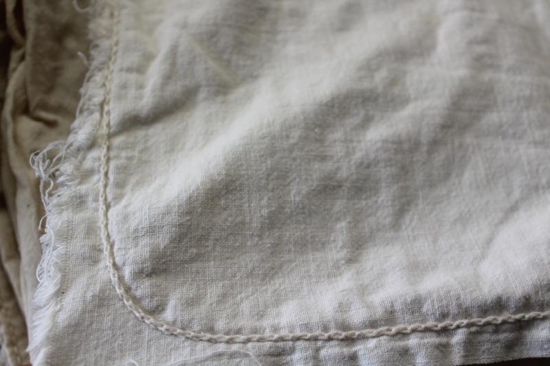 photo of old unbleached natural cotton grain bags, feed sack fabric rustic farmhouse vintage #11
