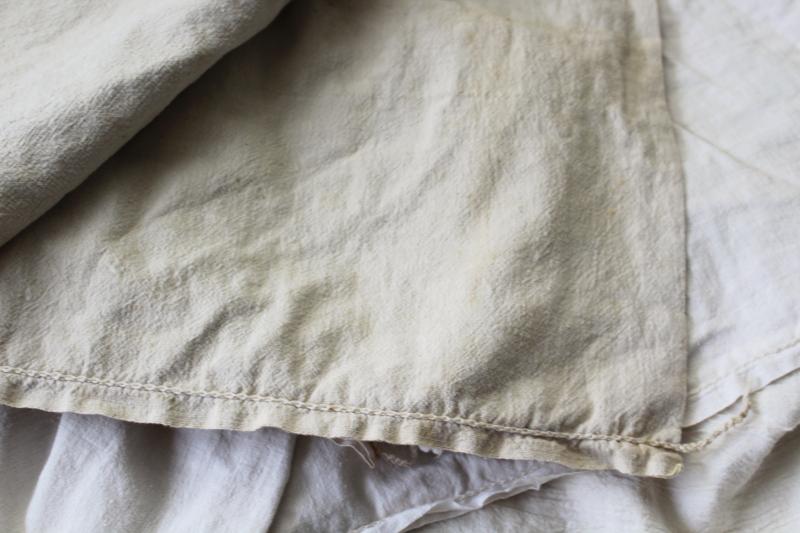 photo of old unbleached natural cotton grain bags, feed sack fabric rustic farmhouse vintage #12